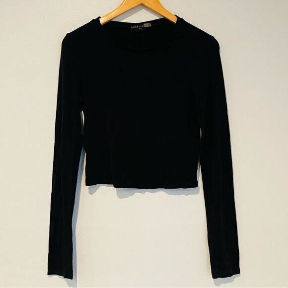 Alice + Olivia Base Long Sleeve Crop Top Size Small - Picture 1 of 4
